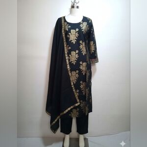 New Biba 3 pc set top+ palazzo pant + dupatta size 36